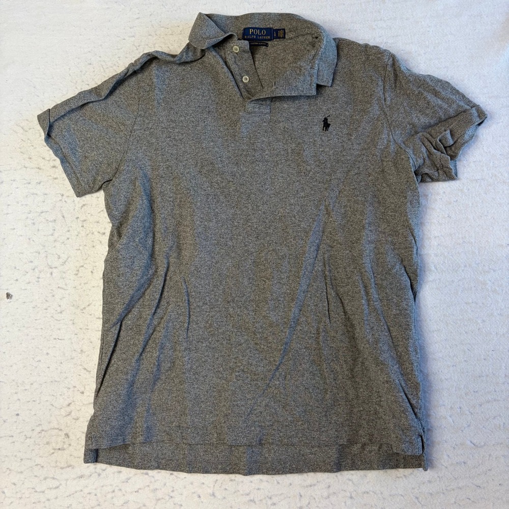 Polo Ralph Lauren Polo Shirt Mens Large Gray Custom Slim Fit Short Sleeve Pique